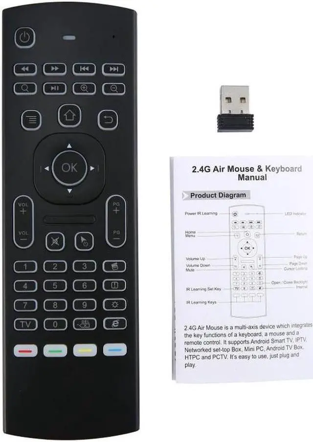 Alt view image 5 of 5 - Backlit Air Mouse Russian English 5 IR Learning keys for Android Smart TV Box pc 2.4G RF Wireless Keyboard PK G30s Remote