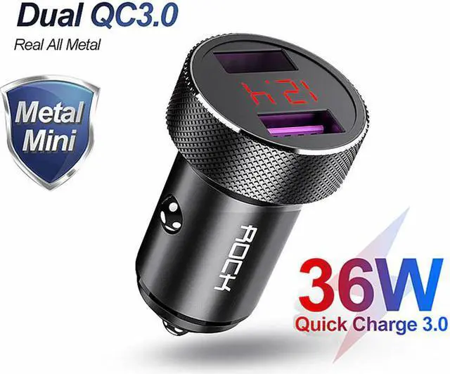 Main image of 36W Metal Dual QC 3.0 LED Display Car Phone Charger Quick Charge 4.0 Usb Charger For iPhone Samsung Xiaomi Oneplus Adapter