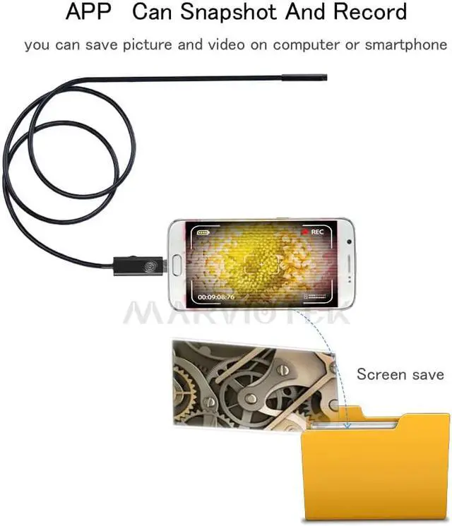 Alt view image 4 of 5 - 7mm Endoscope Camera HD 2 in 1 USB Android Endoscope Waterproof 6 LED Borescope Inspection Camera Endoscope For Android PC 1M 2M