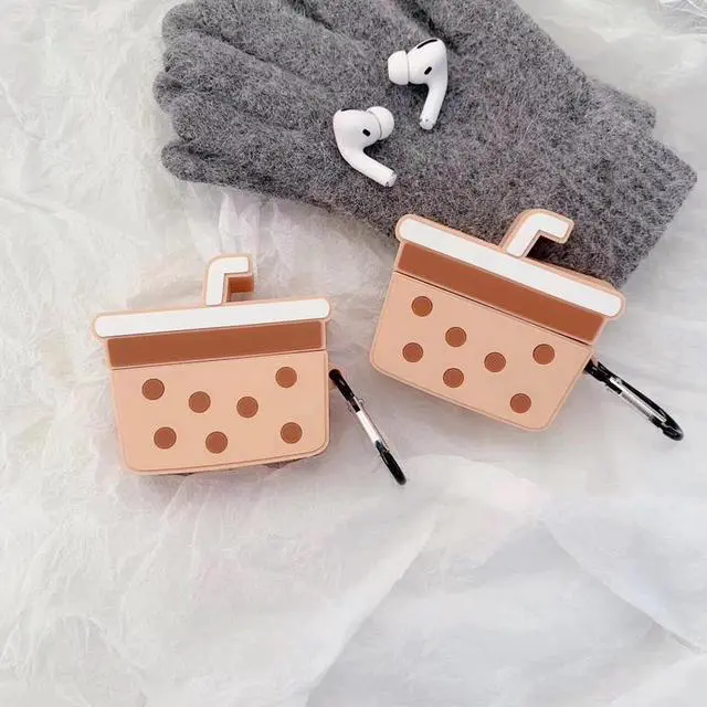 Alt view image 2 of 5 - 3D Milk Tea Earphone Case For Airpods Pro Case Silicone Bear Mouse Cartoon Earpods Cover For Apple Air pods 3 Pro Case Keychain