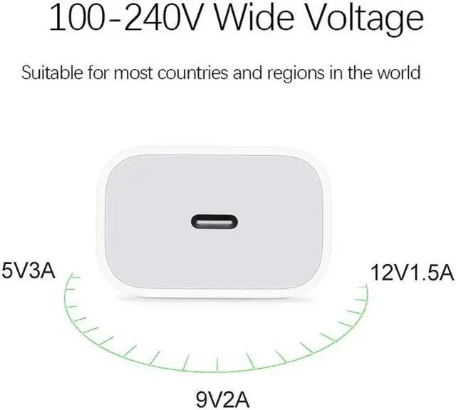 Alt view image 4 of 5 - 18W USB Type C Charger Adapter For iPhone 8 11 XS Max PD Fast Charging Power Type-C EU US UK Plug for  Macbook