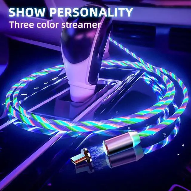 Alt view image 4 of 5 - Cable LED Flow Glow Micro USB Type C Lighting Charger For iPhone  Fast Charging USB-C Type-C Mobile phone Cables