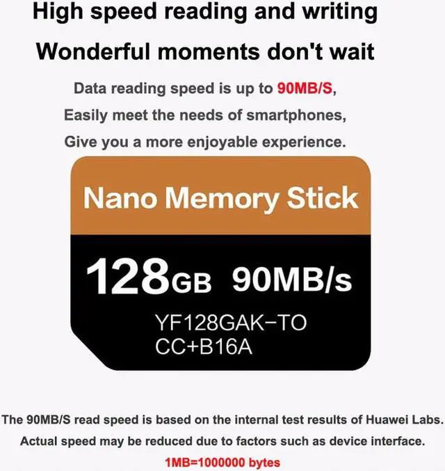 Alt view image 3 of 5 - Memory Stick NM Card For Huawei Huawei P30 Pro 128GB 90MB/S NM-Card With USB3.1 Gen 1 Type-C Dual Use TF/NM Card Reader