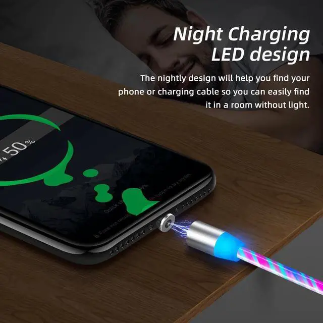 Alt view image 4 of 5 - Fast Charging Magnetic USB Type C Cable Magnetic Cable USB Micro Charger Cable Wire for  iPhone