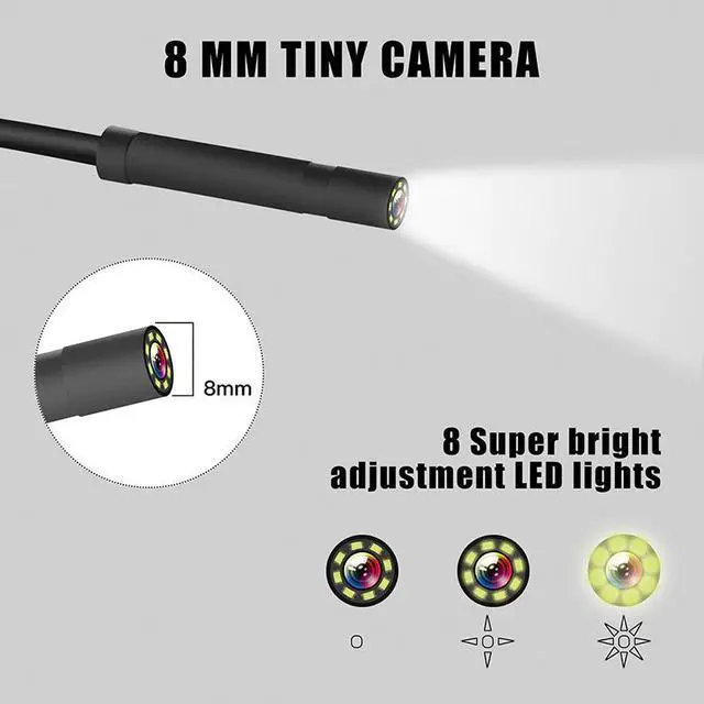 Alt view image 5 of 5 - Inspection Camera WiFi Endoscope 2.0 MP 1080P HD Borescope Rigid Snake Cable WIth 8 LED for IOS iPhone Android Tablet