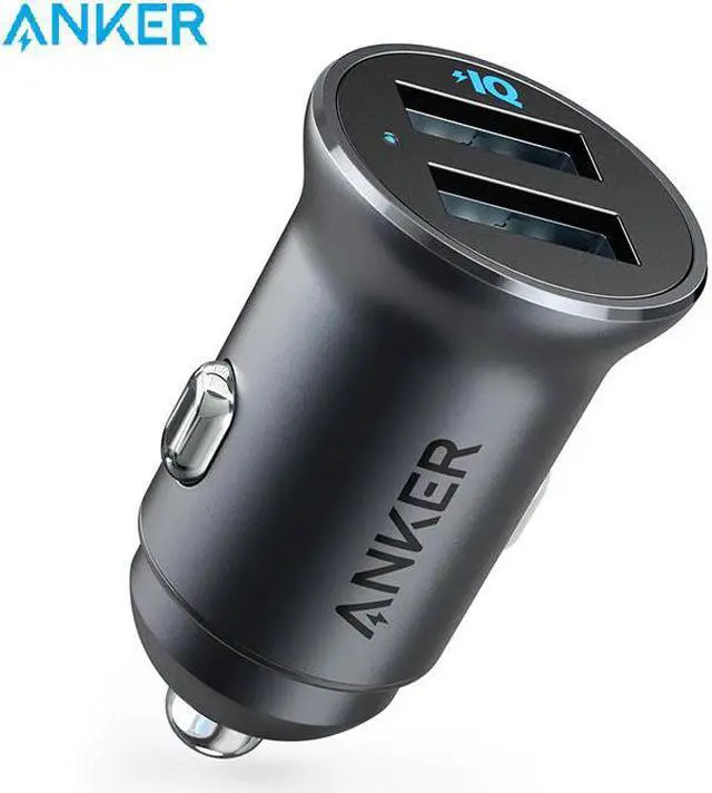 Main image of Car Charger, Mini 24W 4.8A Metal Dual USB Car Charger, PowerDrive 2 Alloy Flush Fit Car Adapter with Blue LED