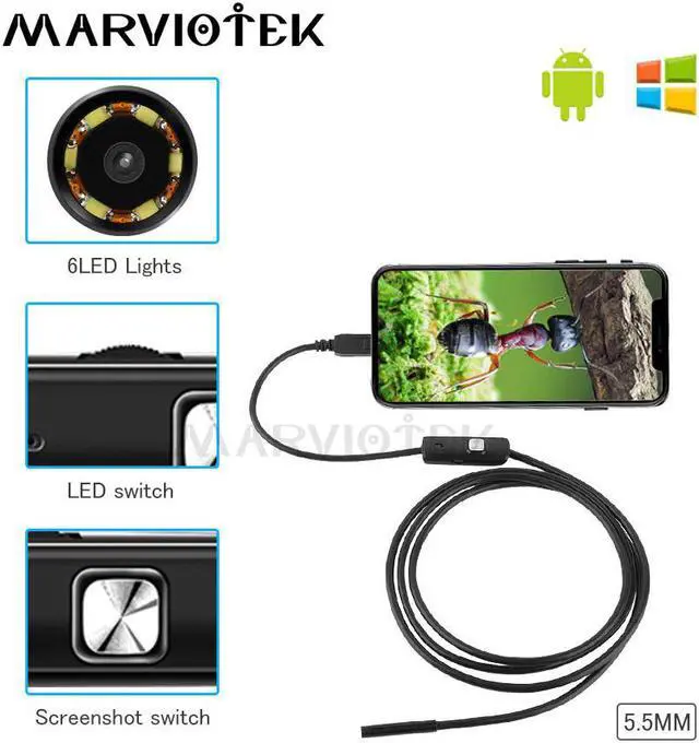 Main image of 5.5mm 1M/1.5M 6 LED Endoscope Mirco USB Endoscope Camera Android Waterproof Pipeline PCB PC Inspection Mini Camera Endoscope HD