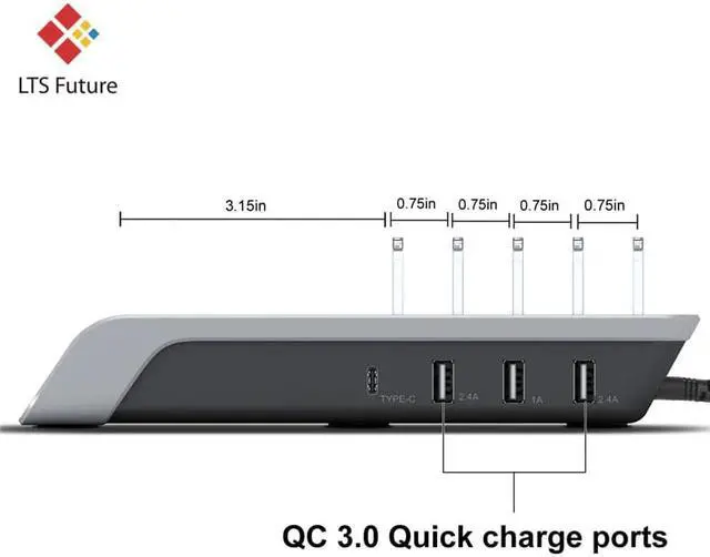Alt view image 3 of 5 - Wireless Charger For Iphone Samsung Qc 3.0 Quick Charge Multi Usb Ports Charging Dock Station Desk Phone Organizer Multiple