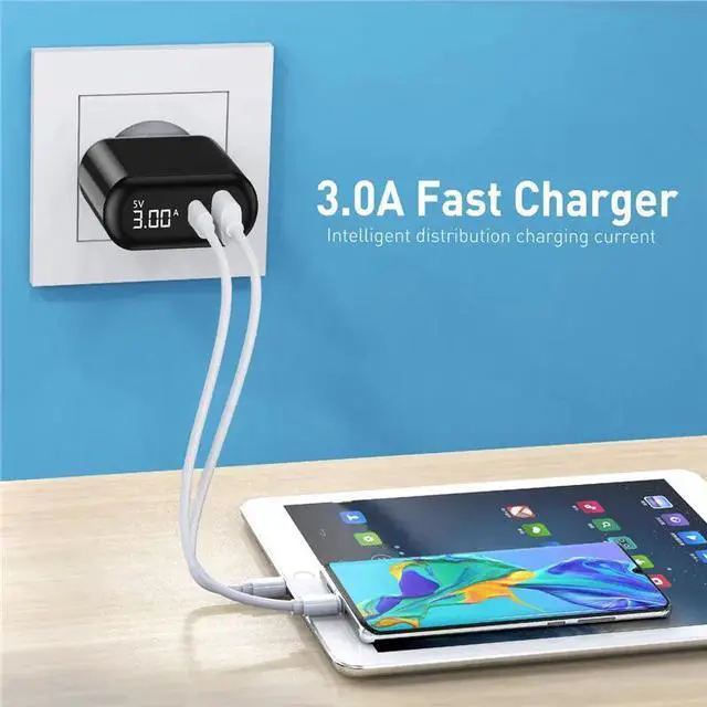 Alt view image 4 of 5 - 18W USB Charger QC 3.0 4.0 PD Fast Charging LED Display Type C Charger For iPhone  S10   Phone Charge Adaptor