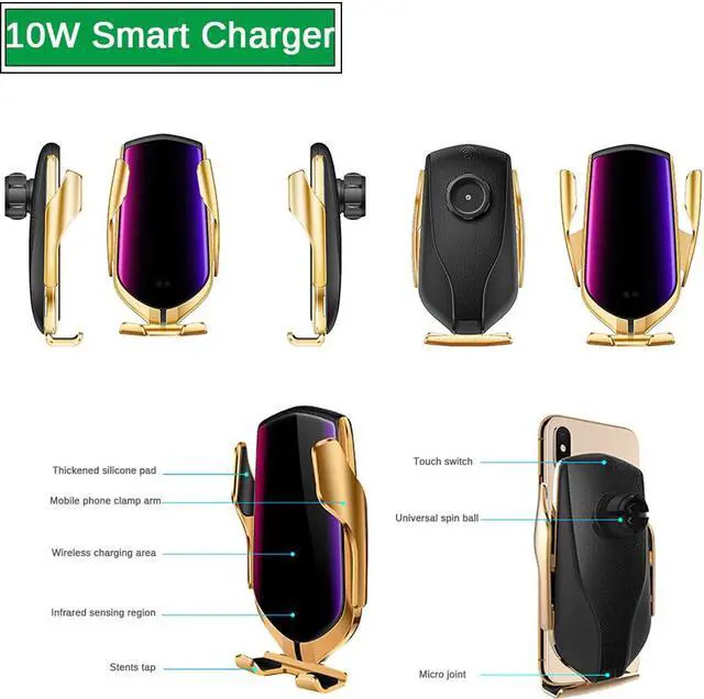 Alt view image 4 of 5 - 10W Car Wireless Charger Automatic Clamping phone Holder For iPhone Xs Huawei LG Infrared Induction Qi Charger Holder