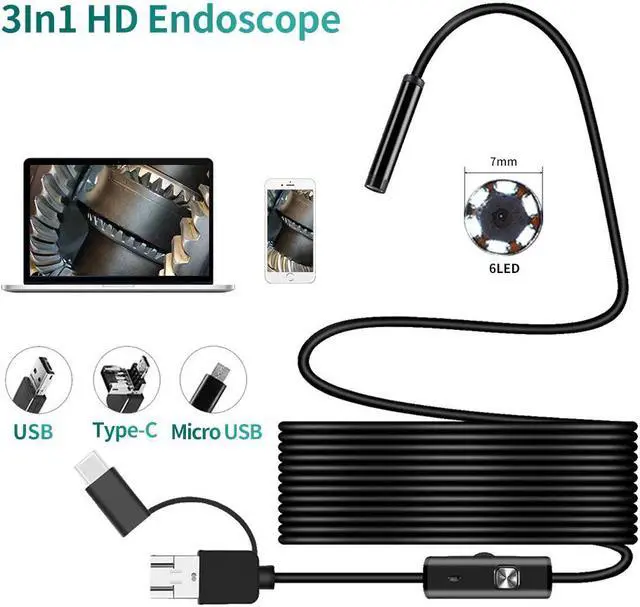 Alt view image 6 of 7 - Android USB Endoscope Camera 7.0mm Hard Cable PC Android Phone Endoscope Pipe Type C Endoscope Inspection Mini Camera