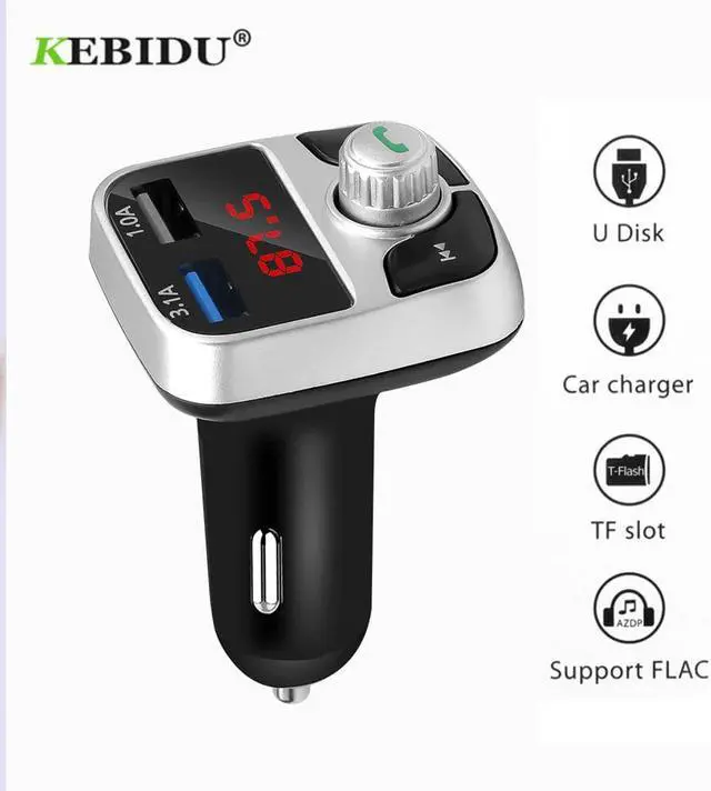 Alt view image 2 of 5 - Car Kit Handsfree Bluetooth FM Transmitter LCD MP3 Player Dual USB Charger 3.1A Phone Charger Car Wireless Audio Receiver
