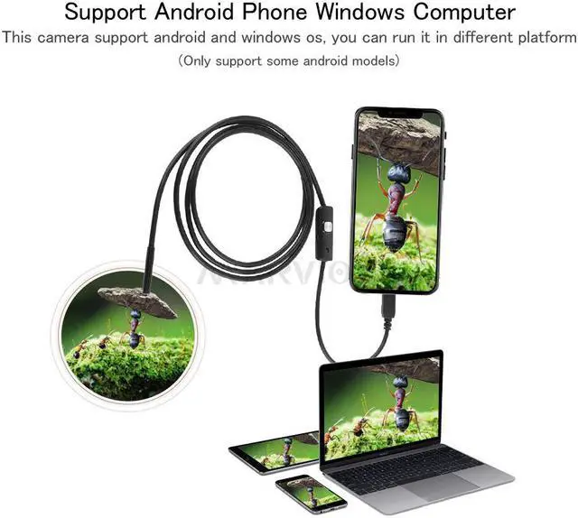 Alt view image 5 of 5 - 5.5mm Endoscope Camera HD Flexible IP67 Waterproof Inspection Borescope Camera for Android PC Notebook 6 LEDS Adjustable 1M 1.5M