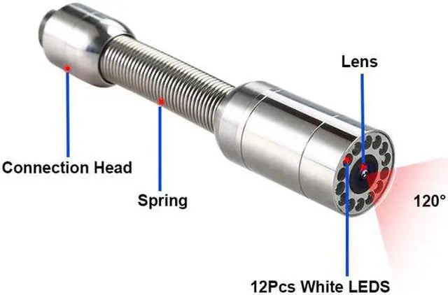 Alt view image 2 of 5 - 23Mm Pipeline Inspection with 12Pcs Led Lights Drain Pipe Sewer Snake Video Camera Head Wall Inspection Camera Replace Head