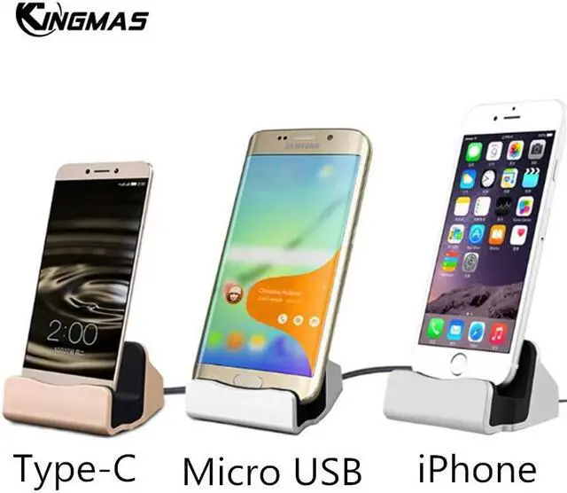 Alt view image 2 of 5 - USB Cable Cradle Charger Base for  Android Type C  S9  Stand Charging Holder Dock Station For iPhone X 8 7 6