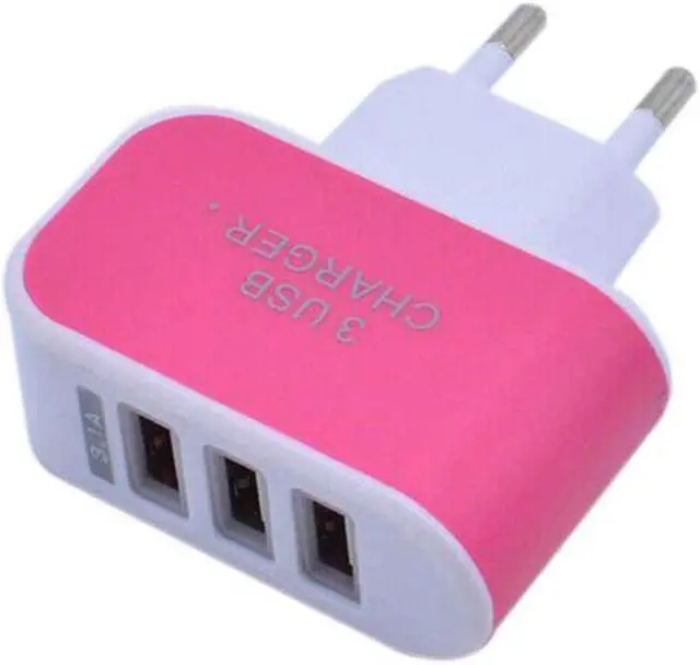 Alt view image 5 of 5 - Plug Portable Candy Color 3 USB Ports Charger 5V/1A Travel Adapter PP Flame Retardant Shell for mobile phone ipad