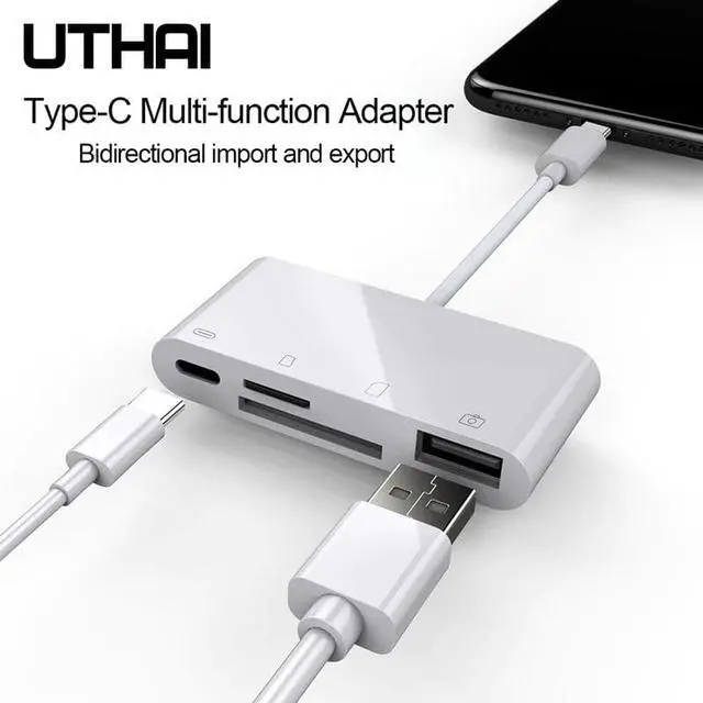 Alt view image 2 of 5 - C05 Type-C Multi Adapter For PD charging USB connector SD TF CF Card Reader for Macbook Laptop iPad pro HUAWEI Xiaomi