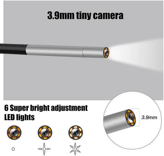 Alt view image 4 of 5 - 3.9mm Industrial Endoscope Camera 1080P HD 4.3IPS Screen Pipe Drain Sewer Duct Inspection Camera IP67 Snake Camera WIth 6 LED