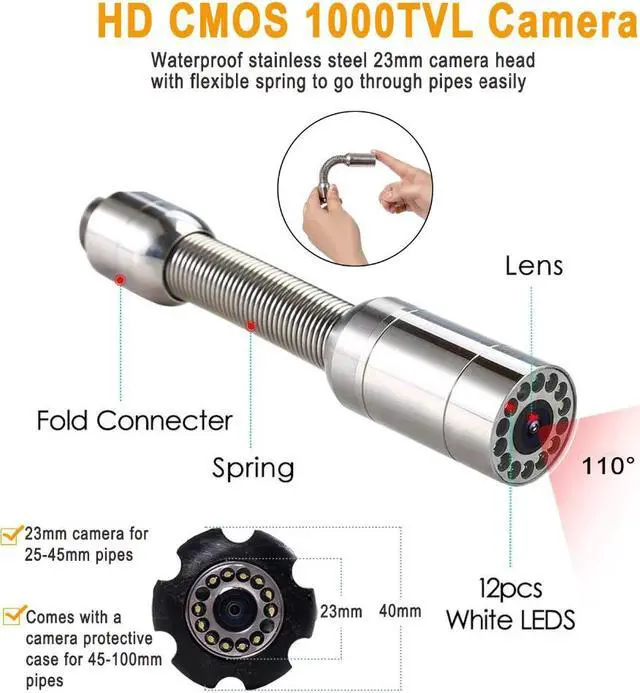 Alt view image 3 of 5 - 9" Wireless WiFi 30M Pipe Inspection Video Camera,Drain Sewer Pipeline Industrial Endoscope support Android/IOS