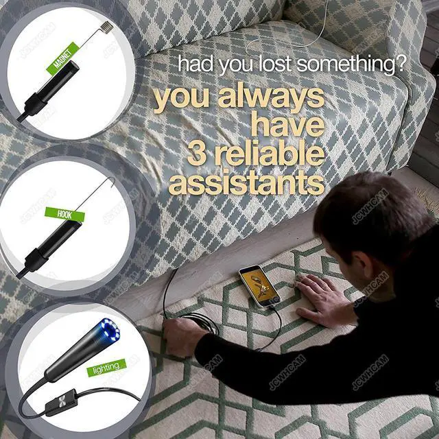 Alt view image 4 of 5 - 8mm Lens 6 LED Android USB Endoscope 1M 2M 5M 10M soft Cable Snake Car Repair Pipe Inspection Android USB Borescope Camera