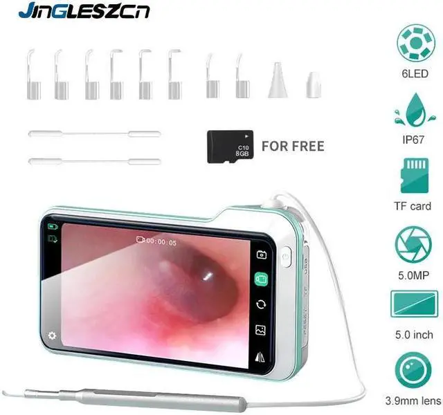 Main image of Digital Otoscope Ear Camera with 5 Inch 1080P HD Screen Ear Scope Otoscopes 3.9mm Inspection Endoscope Ear Wax Removal Tool