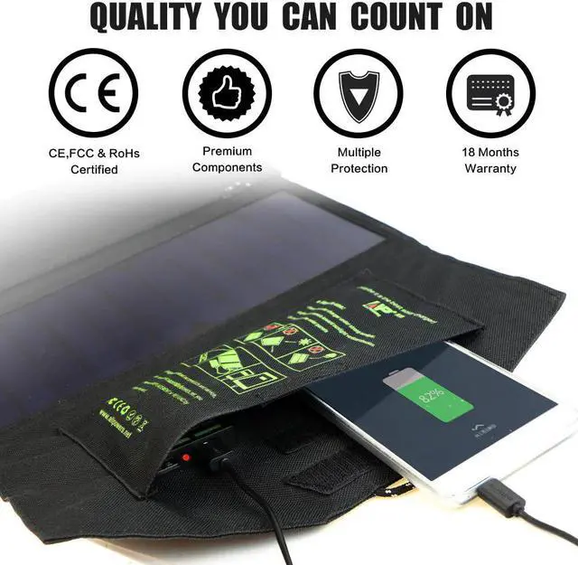 Alt view image 3 of 5 - Solar Panel Chargers 5V 21W Mobile Phone Dual USB Output Charging for iPhone X 11Pro iPad Huawei Samsung Xiaomi