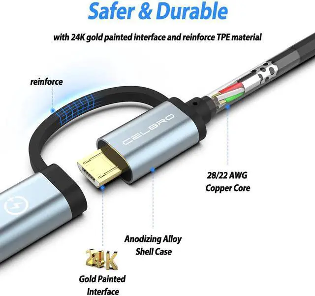 Alt view image 5 of 5 - Usb Type C Spring Coiled Cable 2 In 1 Micro Usb Extension Cable Car Charger Cable Cabel For   Android Mobile Phones