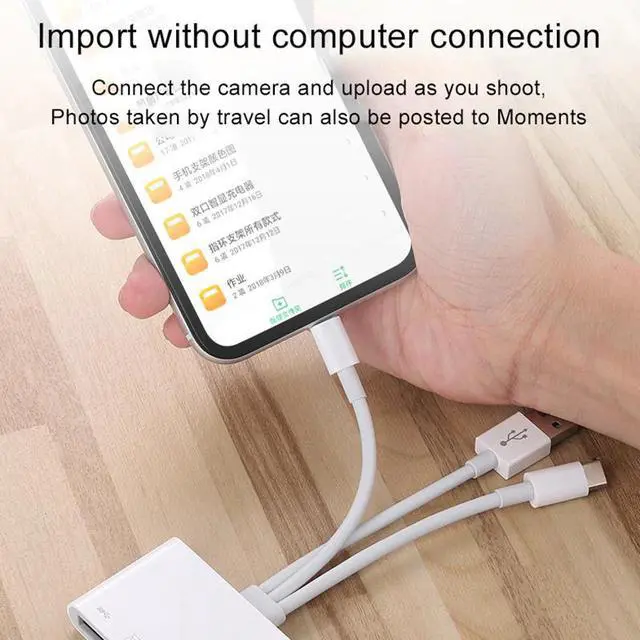 Alt view image 3 of 5 - C75 New 5in1 USB3.0 Adapter For iPhone Android Tablet SD/TF Card Reader 500mA Support IOS13 Type-C Lightning USB Hub