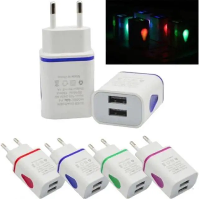 Alt view image 5 of 5 - Universal 2.1A 5V LED 2 USB Charger Household and Travelling Fast Charging Device Travel Adapter EU/ US Plug USB Charger