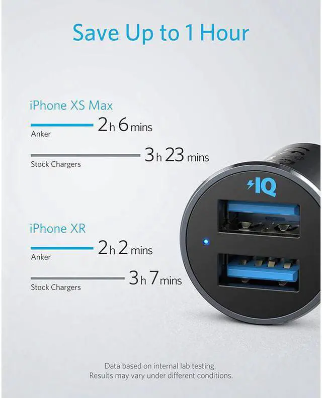 Alt view image 3 of 5 - Car Charger, Mini 24W 4.8A Metal Dual USB Car Charger, PowerDrive 2 Alloy Flush Fit Car Adapter with Blue LED