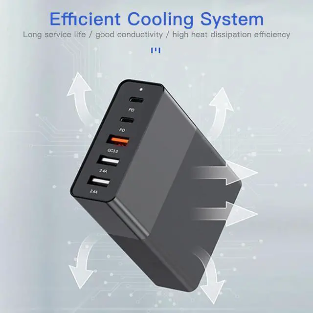 Alt view image 3 of 5 - 75w PD QC3.0 Dual Protocol Fast Charge 4/5/6 Port Multi USB Quick Charger For iPhone Tablet Multi-Function Smart Desktop Adapter