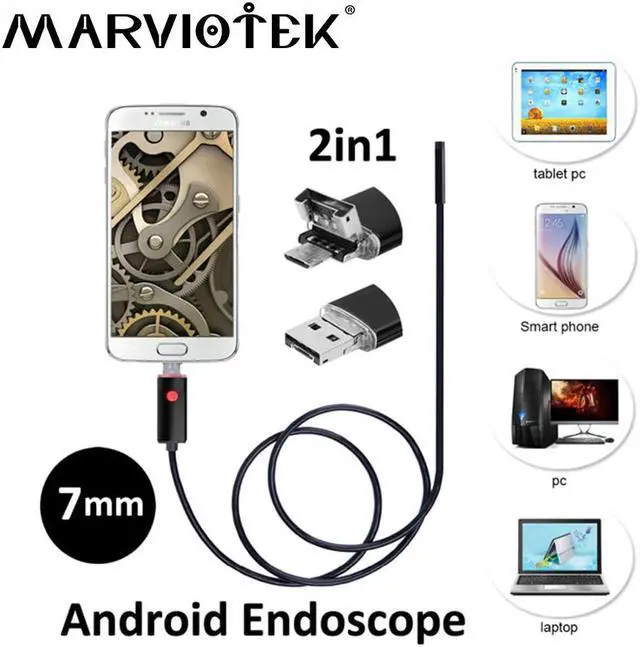 Main image of 2m 5m 10m 7mm 2 in 1 Mini Camera HD USB endoscope camera Android Tube Waterproof Snake Borescope USB Inspection 6 LED endoscope