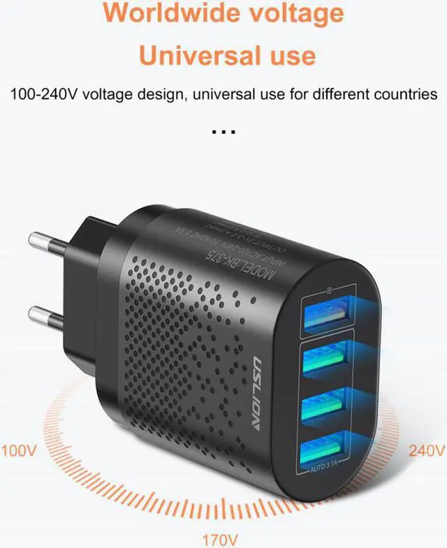 Alt view image 5 of 5 - USB Charger With EU / US Plug 3A Quik Charge 3.0 Mobile Phone Charger For IPhone 11    Fast Wall Chargers