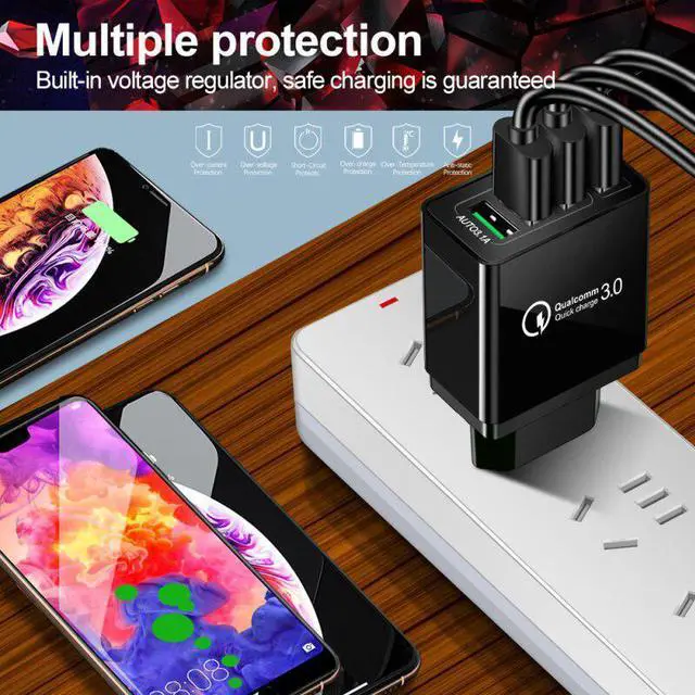Alt view image 5 of 5 - 3.1A Charger Quick Charger 3.0 Portable Wall Charger For iPhone Samsung Xiaomi Huawei US EU Plug Fast Phone Charging Adapter