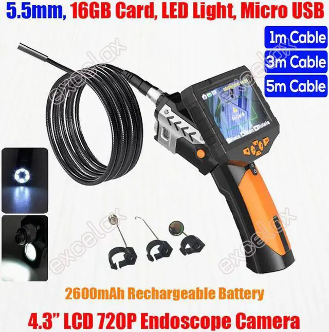 Main image of 720P HD Handheld 5.5mm 1M 3M Flex Endoscope Camera 4.3" LCD Monitor LED Flashlight Snake Tube Pipe Inspection Borescope
