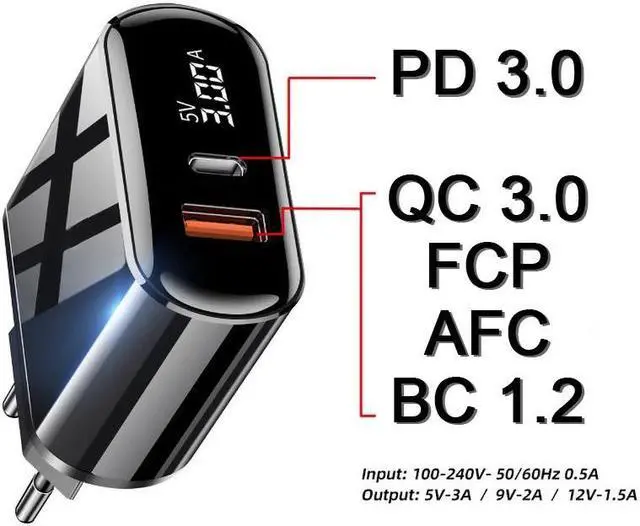 Alt view image 4 of 5 - 4.0 PD USB Cable Charger 18W Quick EU Plug Charger for iPhone 11 Pro  S10 power delivery Mobile Phone Charge Adapter