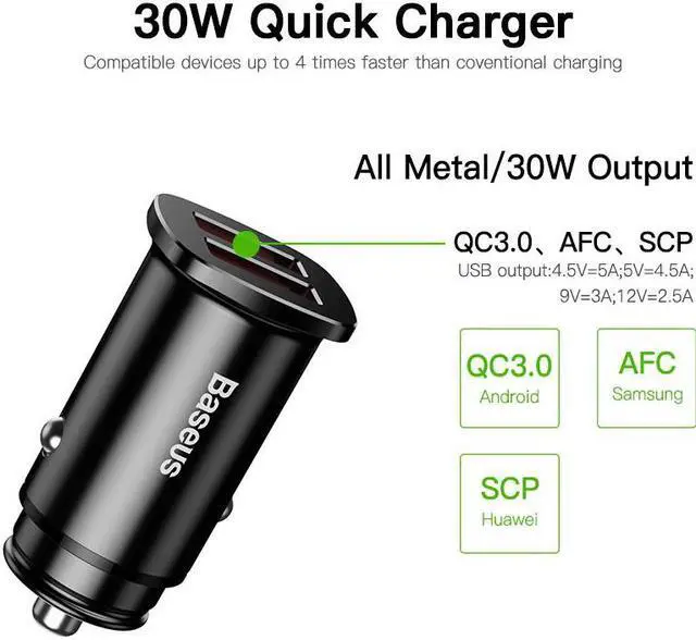 Alt view image 4 of 5 - 30W Quick Charge 4.0 3.0 Car Charger For Samsung SCP USB Type C PD 3.0 Fast Charging Car Phone Charger for Huawei
