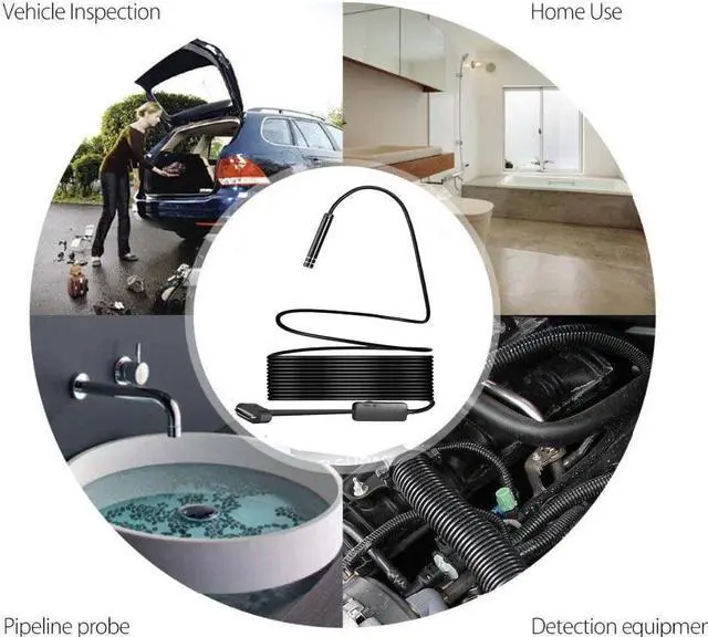 Alt view image 2 of 5 - 8LED 8mm HD720P 3M USB Type-C Android Endoscope Camera Flexible Snake Hard Wire/Cable USB TypeC Pipe Inspection Camera Borescope