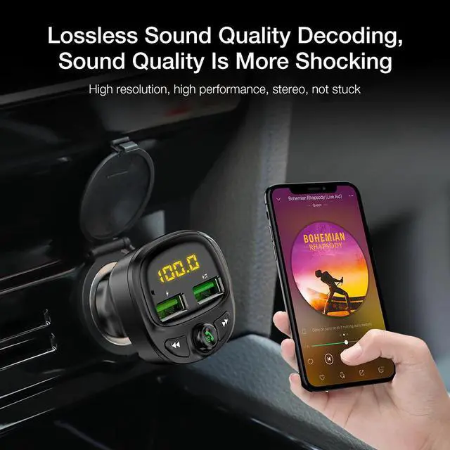 Alt view image 2 of 5 - 3.4A Fast Car Charger Fm Transmitter Bluetooth Dual USB Mobile Car Phone Charger Fast Charging MP3 TF Card Music Car Kit