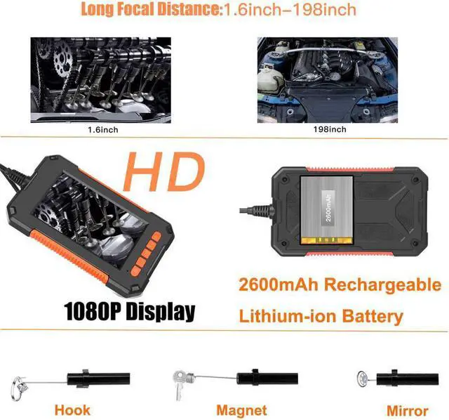 Alt view image 3 of 5 - Endoscope 1080P HD Borescope Camera Video Inspection Camera 4.3 Inch LCD Screen Snake Camera with 2600mAh Battery