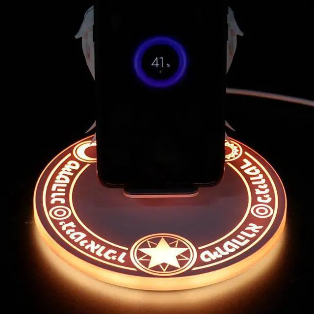 Alt view image 4 of 5 - 2020 Universal LED Qi Wireless Charger Dock 10W Angel Wings Fast Charger for Cellphone Mobile 16x16x17cm