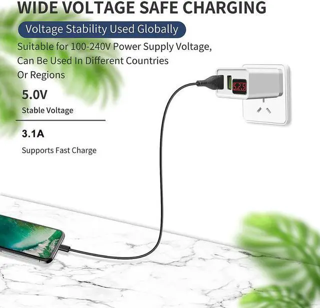 Alt view image 4 of 5 - LCD Digital Display USB Charger 5V 3.1A Max Fast Charger for    Charging for iPhone Charger Adapter