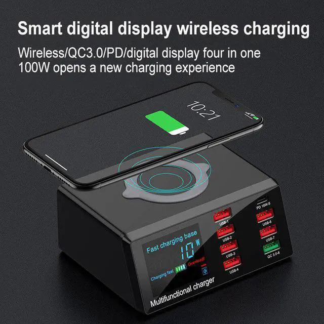 Main image of 100W Multi-port USB Fast Charger For IPhone 11 Pro Max XS XR 8 Port Usb LCD Quick Charge 3.0 PD Charger For Samsung S10