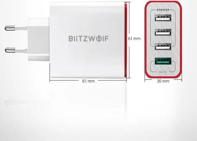 Alt view image 5 of 5 - 4 Ports QC3.0 Quick Charge EU Plug LED Light 30W 2.4A USB Travel Wall Charger Power3S For iPhone Android For N-Swich
