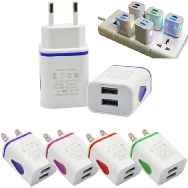 Alt view image 3 of 5 - Universal 2.1A 5V LED 2 USB Charger Household and Travelling Fast Charging Device Travel Adapter EU/ US Plug USB Charger