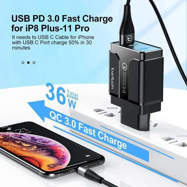 Alt view image 2 of 5 - Quick Charge 3.0 PD Type C USB Charger For Samsung iPhone Huawei Tablet QC 3.0 Fast Charger Mobile Phone Wall Adapter LED