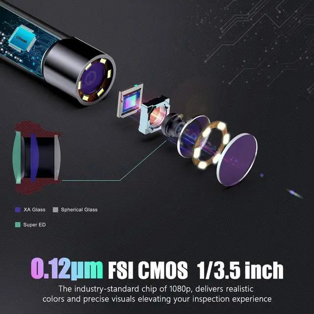 Alt view image 2 of 5 - 5.5mm Industrial Endoscope Camera 1080P HD 4.3'' IPS Screen IP67 Waterproof Snake Camera Borescope Inspection Camera