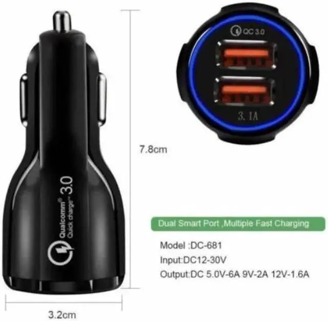 Alt view image 4 of 5 - 3.0 fast charging universal Plug car charger 3.1a car charging double USB 3 0 car charging fast charging for Phone