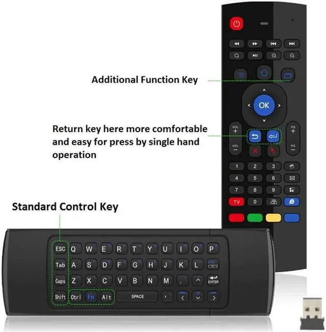 Alt view image 4 of 5 - 2.4G Air Mouse Wireless keyboard Russian 44 IR Learning Mic voice search for Android Smart TV Box PK MX3 t3 Remote Control