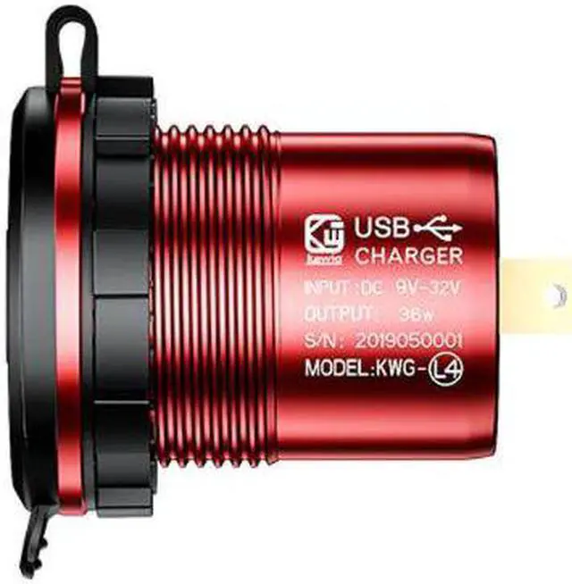 Alt view image 2 of 5 - 12V 24V 18W Aluminum Waterproof Dual QC3.0 USB Fast Charger Power Outlet with LED Voltmeter ON OFF Switch for Car Marine Truck B